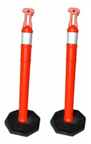 Comprar 2 Postes Delimitador Reflejante 120 Cms Base Hule Construcci