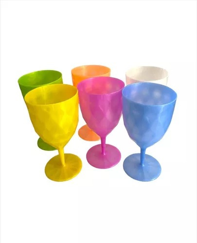 Copas Plásticas De Colores 6 Unidades Copas Reutilizables