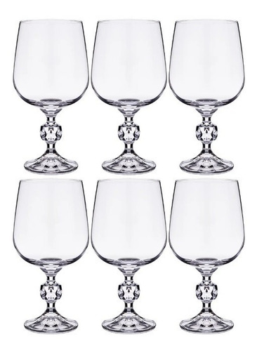 Imagen 3 de 6 de Copas Agua Cristal Bohemia Original Set X6 Claudia 340ml