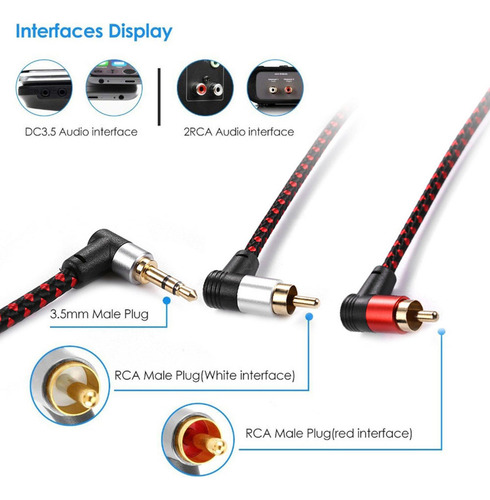 . 3,5 Para Áudio Rca Para Teleférico Rca Angular De 3 Metros