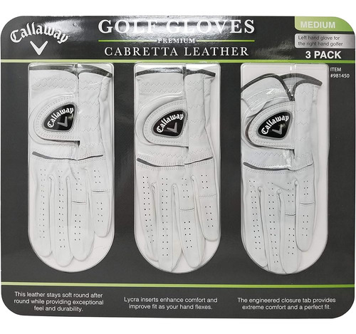 Callaway Golf Gloves 3 Pack Mano Izquierda Para Golfista Die