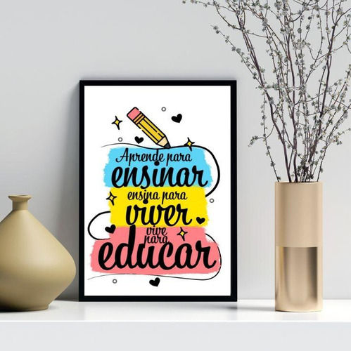 Quadro Decorativo Homenagem Professores 24x18cm - Com Vidro