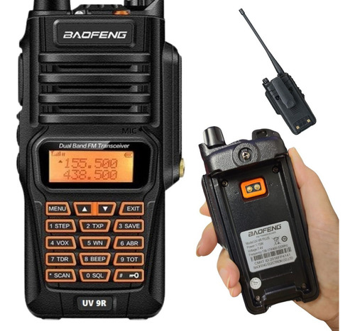 Radio Comunicaçao Uv 9r Plus Baofeng Walkie Talk Bandas De Freqüência Dual Cor Preto