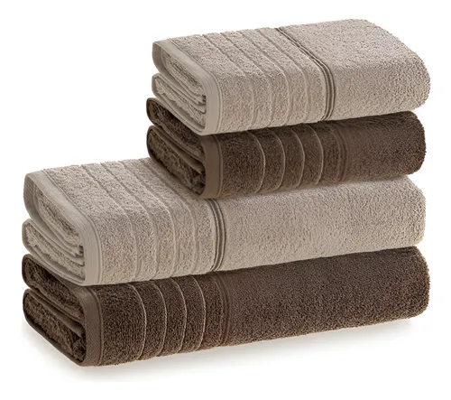 Jogo de Toalhas 4 Peças Fio Cardado 100 Algodão Softmax Bressan Karsten