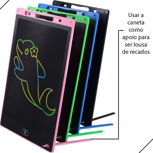 Tablet Desenho Lousa Digital Mágica Tela 12 Colorida Criança Vermelho