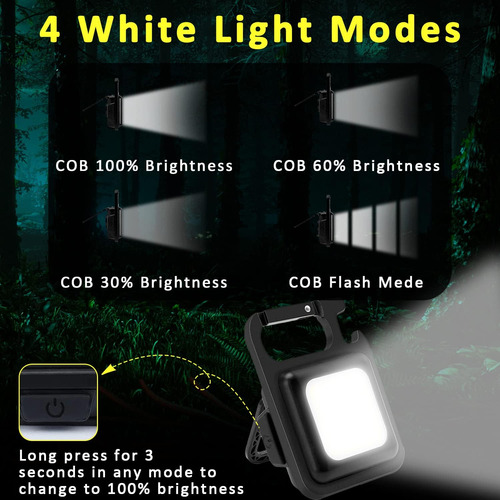 Cob - Llavero De Luz De Trabajo, 4 Modos De Luz, 1600 Lúmene