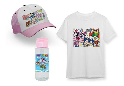 Pack Remera + Botella + Gorra + Unikitty