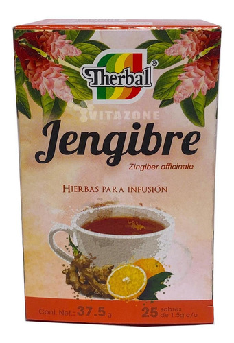 Imagen 1 de 2 de Té De Jengibre 25 Sobres Therbal