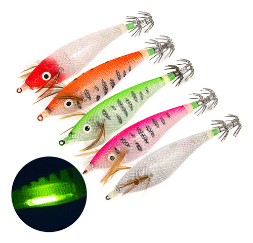 Calamares Linous De 6 Cm Y 8 Cm, Madera Para Pescar, Camaron