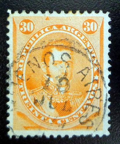 Argentina, Sello Gj 42 Alvear 30c. 1867 Usado L9923