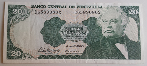 Billete Venezuela 20 Bs Junio 5 1995 C8 Xf+