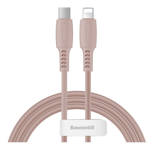 Cable Turbo USB-c/Lightning para iPhone Baseus Color PD18w, 1,2 m, color rosa