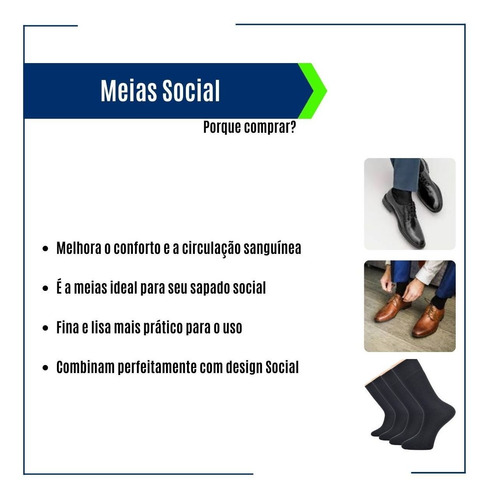 Imagem 3 de 5 de Kit 10 Pares De Meia Social Masculina