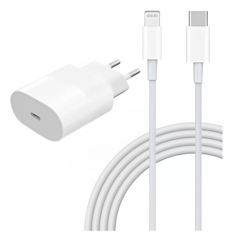 Carregador Turbo P/ Iphone 8 Plus X Xr 11 12 13 14 Pro Max C Branco