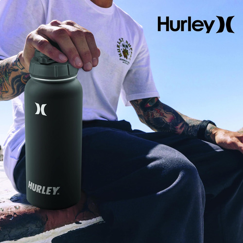 Hurley Botella De Agua De 32 Oz Con Tapa Para Bebidas Frías
