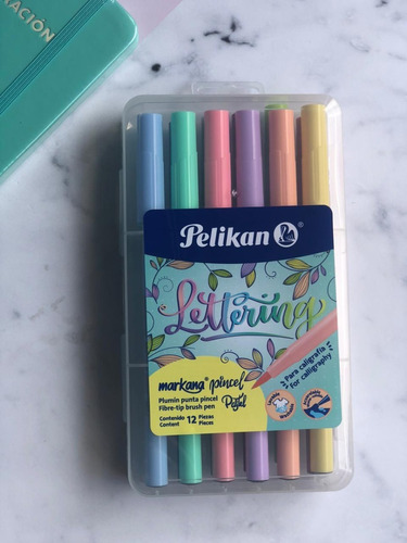 Marcador Pelikan Pastel Punta Pincel X 12 Lettering 