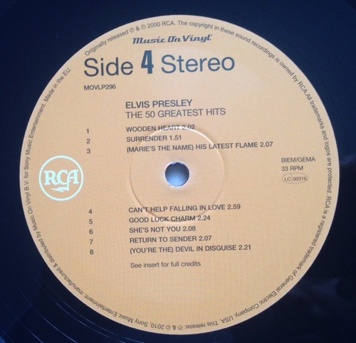 Imagen 5 de 10 de Vinilo Elvis Presley The 50 Greatest Hits Nuevo Sellado