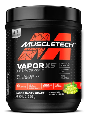 Pré-treino X5 Pw Pote 360g Muscletech Nasty Grape