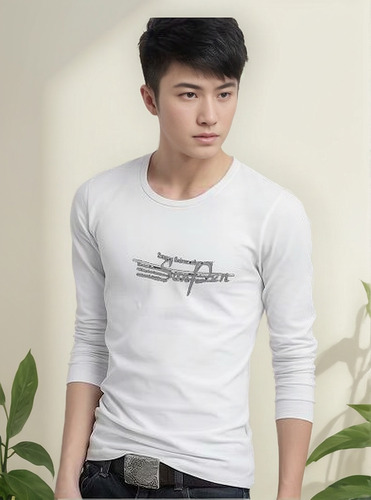 Camiseta Estampada Con Cuello Redondo Para Hombre