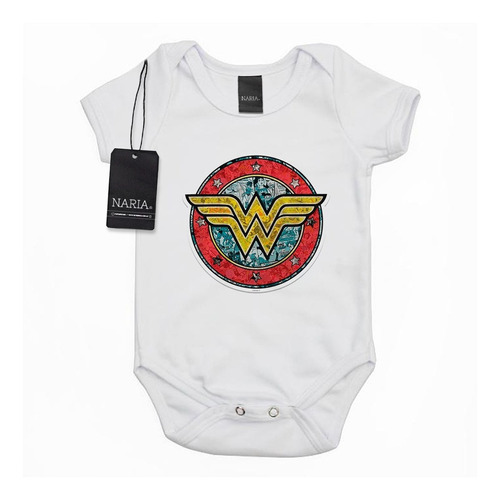 Body Bebe Manga Corta Wonder Woman Diseño Art  Logo - Psww7