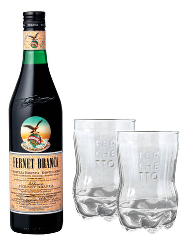 Fernet Branca 750ml + Vaso Ferchetto Vidrio 800ml X2 - Gobar