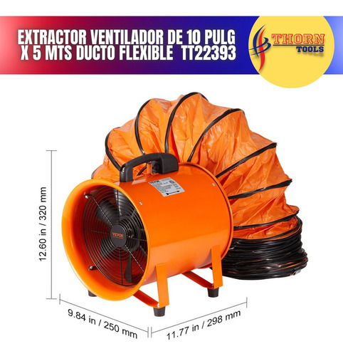 Ventilador Extractor Industrial 10 PuLG X 5m C / Ducto Flex