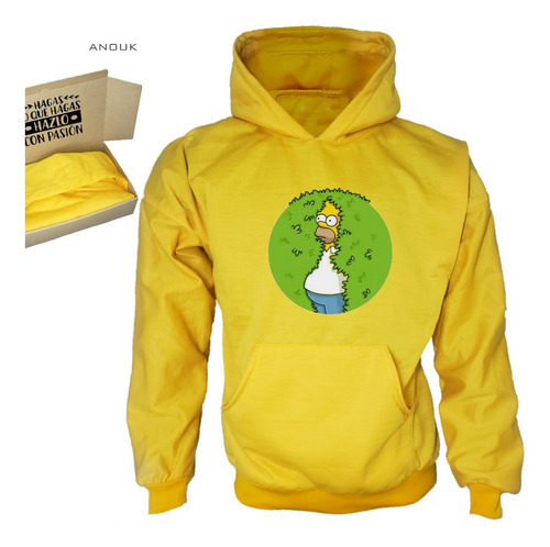 Buzo Hoodie Personalizado Saco Homero Simpson Arbusto Unisex
