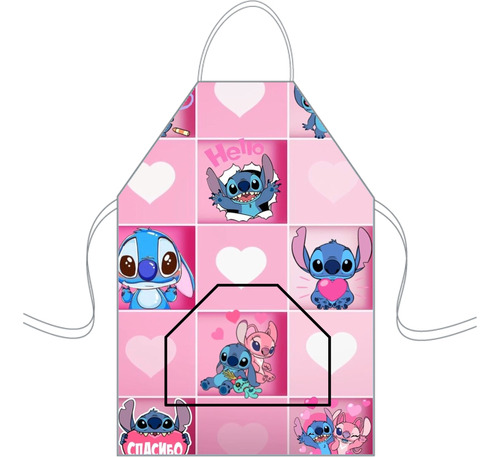 Delantal Cocina Mediano Para Niños Mini Chef Personalizado Stich Y Angel 11 Personalizado