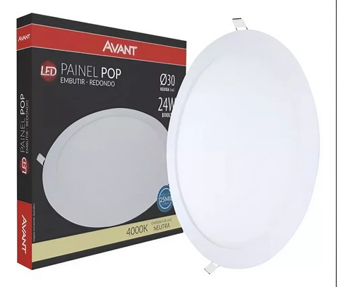 Painel Led Embutir Redondo 24w Branco Neutro 4000k Avant 