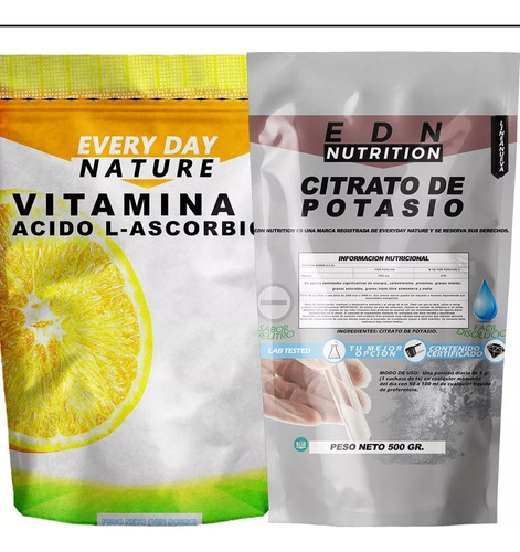 Citrato De Potasio 500 Gr + Vitamina C Ascorbico 500 Gr Edn 