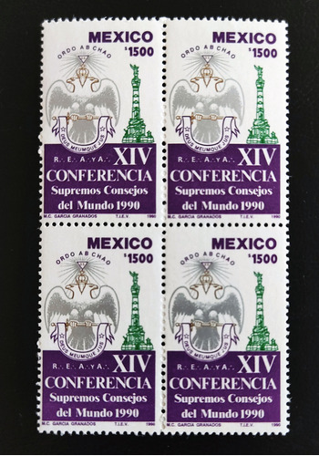 Mexico 1990 Masoneria Conferencia Gob. Mund. Blk. 4 Nh Fi 