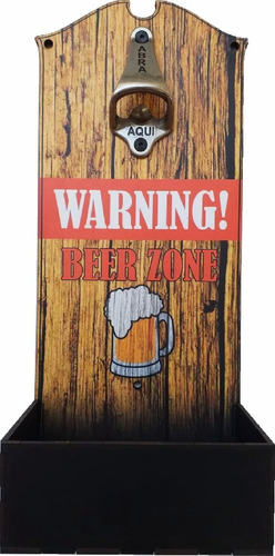 Abridor De Garrafa De Parede Decorativo Warning Beer