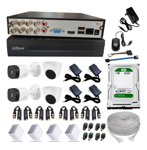 Cámaras De Seguridad Kit Cctv 1080p Dahua Dvr 8ch + 4cámaras