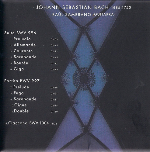 Bach, Suite Bwv 996, Partita Bwv 997, Ciaccona Bwv 1004, Cd