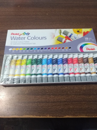 Imagen 1 de 4 de Colores Pinturas Acuarelas 18 Tubos Oferta Pentel Acuarela