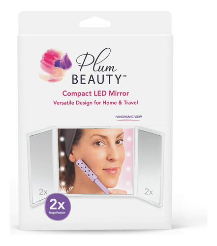 Espejo Led Compacto Triple Plegable Plum Beauty Color del marco Blanco