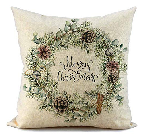 Fiberomance Funda Almohada Navidad 18 X 18  Guirnalda Cojin