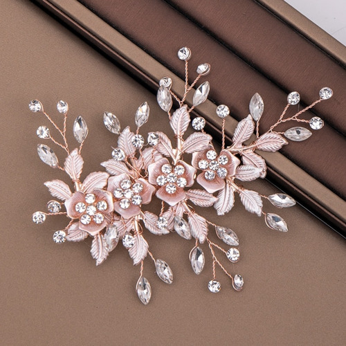 Pasador De Novia Clip De Diamantes De Imitación Flores 1pz