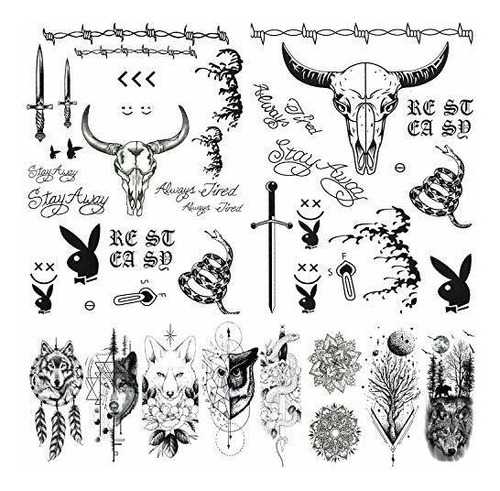 Tatuaje Temporale - 12 Sheets Post Malone Face Tattoos Set, 