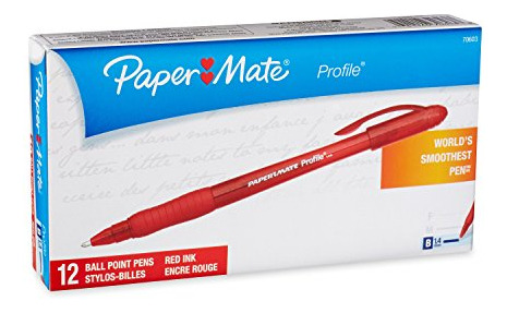 Paper Mate Perfil Palillo De Bolígrafos, Plumas De Tinta Roj