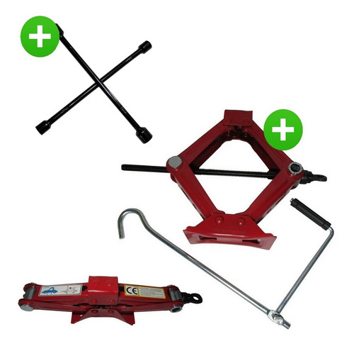 Kit Crique Tijera Reforzado C/manija + Llave Cruz Universal