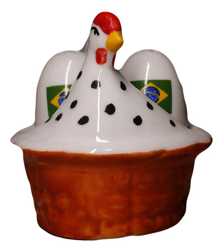 Saleiro E Pimenteiro  Do Brasil Em Ovos De Galinha 11cm C490