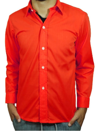 Imagen 5 de 7 de Camisa Hombre Rojo Intenso Calidad Premium