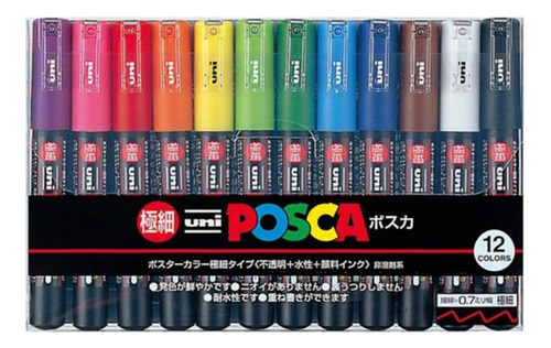 Posca Punta Fina 12 Colores Naturales (pc-m1 12c)