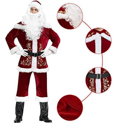 Eozy Disfraz De Papá Noel Para Hombre 9 Piezas Trajes De Pap