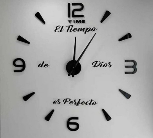 Reloj De Pared 3d Tamaño Grande + Frase En Vinilo  