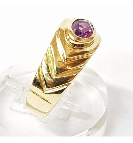 Imagen 3 de 4 de Anillo Oro 18k Sello Cubic Violeta 6,7grs N°15 Brumat