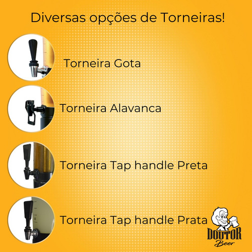 Torre Portátil Chopp Doutorbeer 3,5l 3 Refil Taphandle Prata