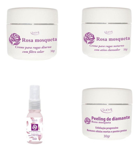 Rugas Peeling Creme Dia E Noite E Loção Olhos Rosa Mosqueta