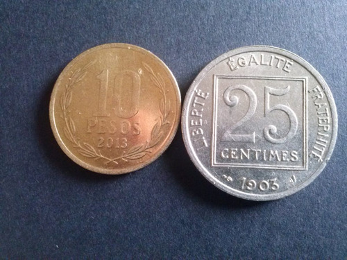 Moneda Francia 25 Céntimos Níquel 1903 Poca Circulación (c34